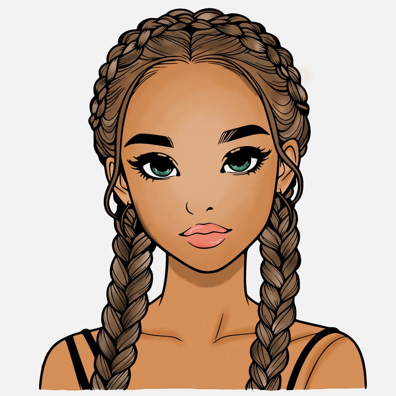 realistic girl with braids