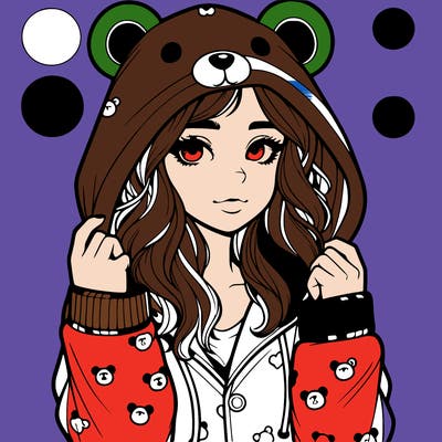 realistic girl in a animal pjs hoodie