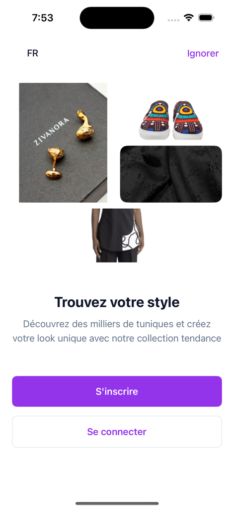 Sapia - Sapia app welcome screen showcasing artisanal fashion products and custom tailoring options