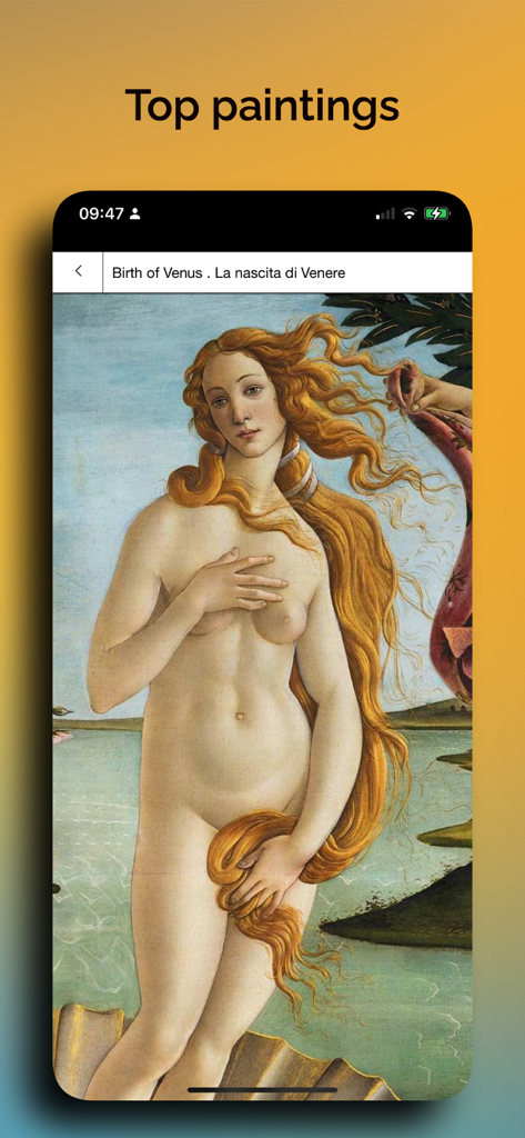Audio Guide Uffizi Gallery - Audio Guide Uffizi Gallery app displaying the Birth of Venus painting