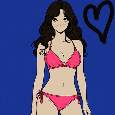 realistic girl with a revealing swimsuit