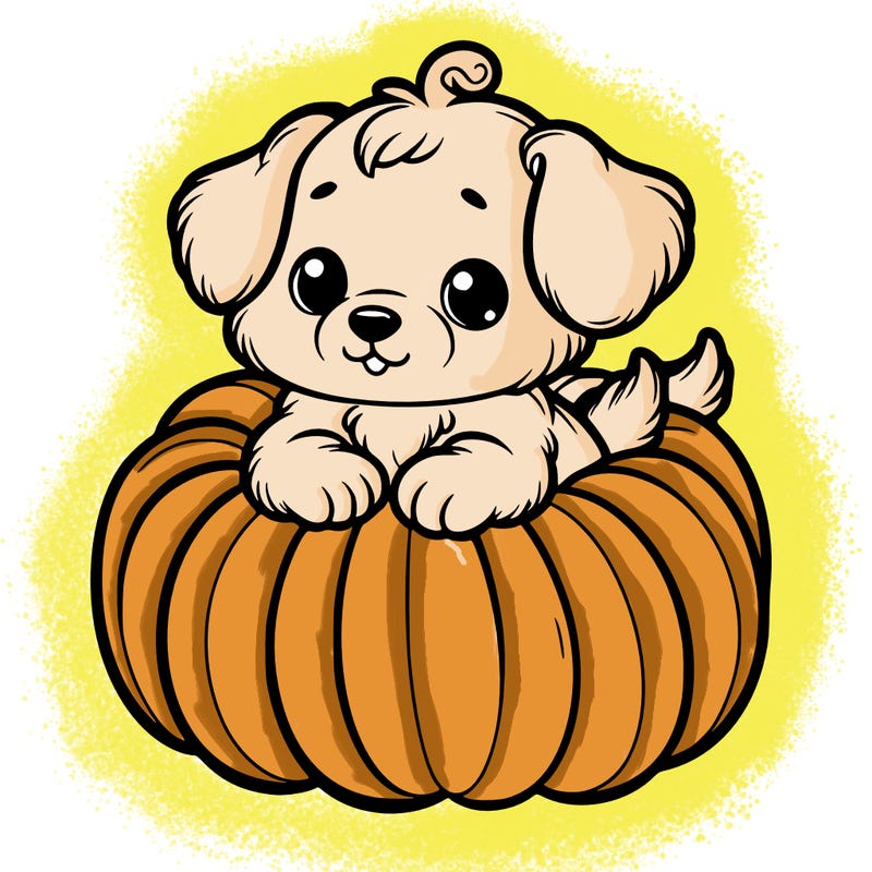 cute little puppy in a pumpkin