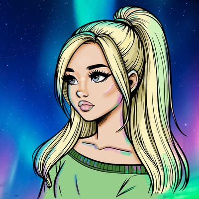 realistic girl with a high ponytail