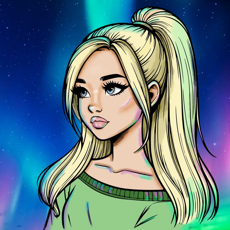 realistic girl with a high ponytail