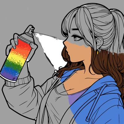 a realistic girl spray, painting