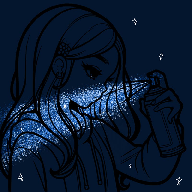 a realistic girl spray painting