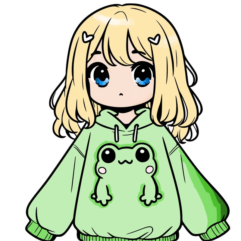 girl wearing frogging sweatshirt