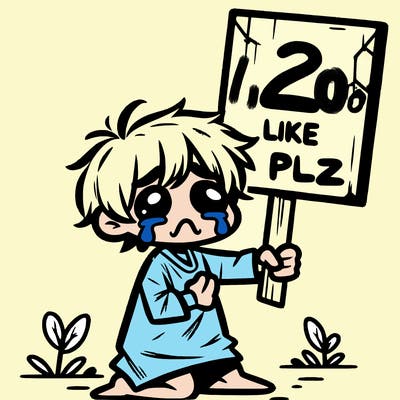 small poor toddler crying with sign that says 2 like plz
