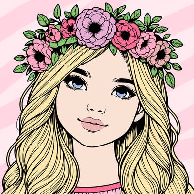 realistic girl with flower crown