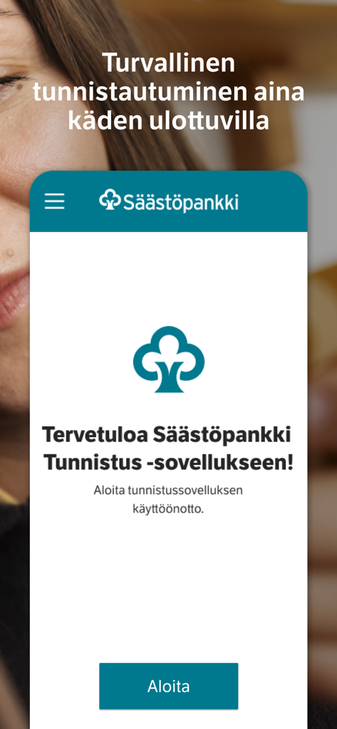 Welcome screen of the Saastopankki Tunnistus mobile authentication app