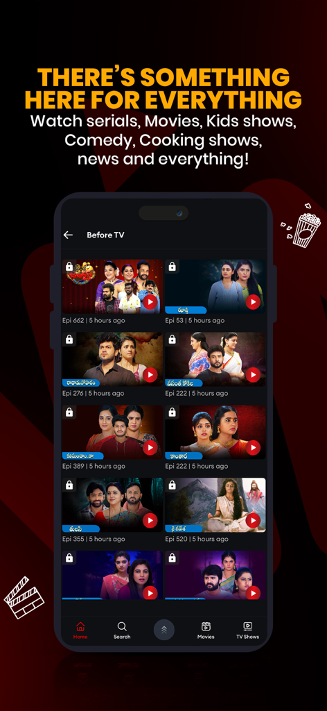 ETV Win - ETV Win 앱의 모바일 스크린샷, 다양한 텔루구 TV 쇼 및 조기 액세스 에피소드 표시