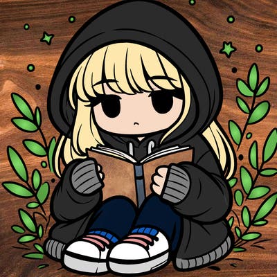 girl in oversized hoodie reading a book