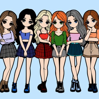 a group of girls realistic