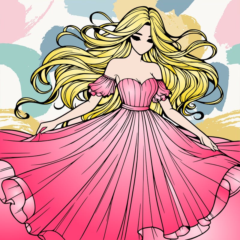 realistic woman wearing a dress that's flowing in the wind