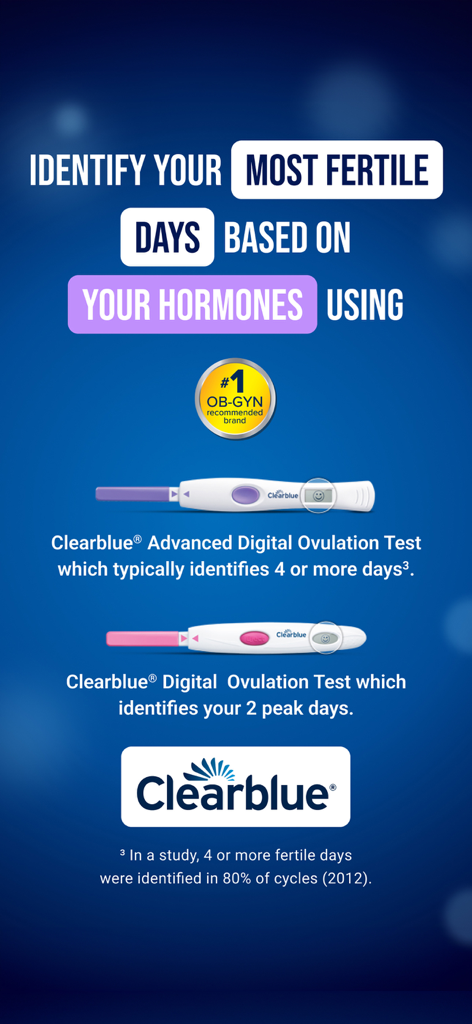 Clearblue digital ovulation tests identifying peak fertile days