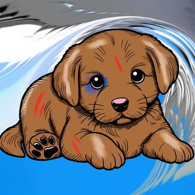 a cute realistic puppy