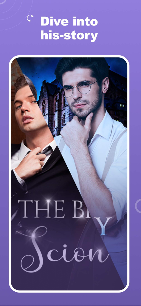 A promotional screen for Wehear audiobooks featuring romance story artwork and the slogan Dive into his-story