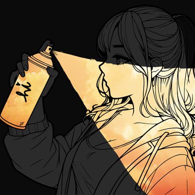 a realistic girl spray, painting