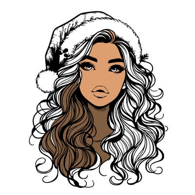 realistic christmas girl with wavy hair and lips