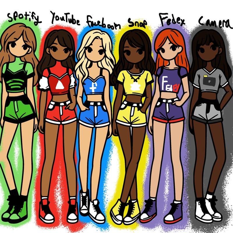 a group of girls wearing crop tops and shorts