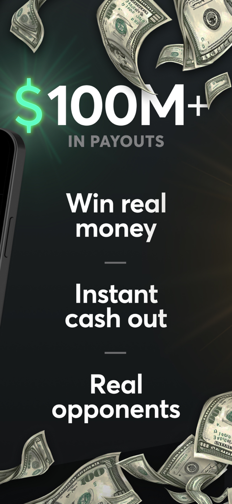 Imagen promocional de Triumph Play for Cash mostrando más de 100 millones en pagos y funciones de retiro de efectivo instantáneo