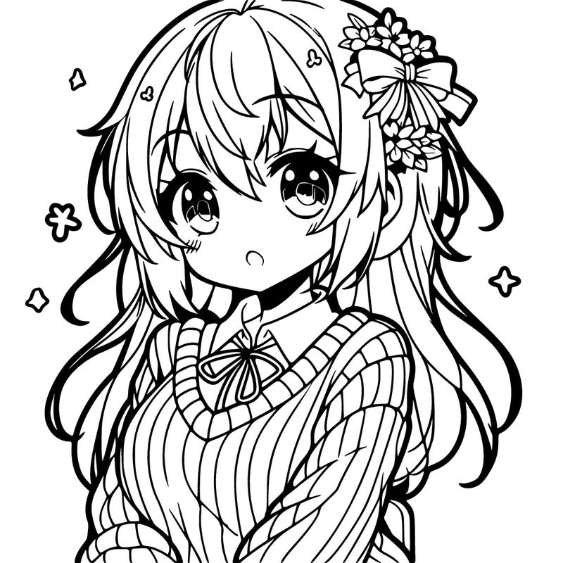 anime girl with sweater