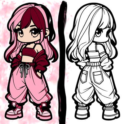 girl in crop top and baggy pants