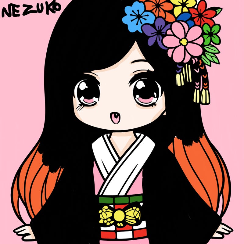 girl with long hair and kimono