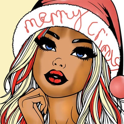 realistic christmas girl with lips
