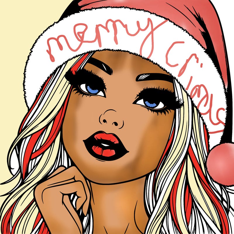 realistic christmas girl with lips
