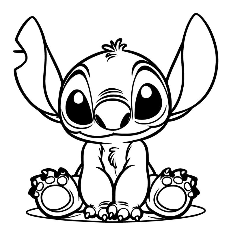 stitch sitting down being cute hands-down