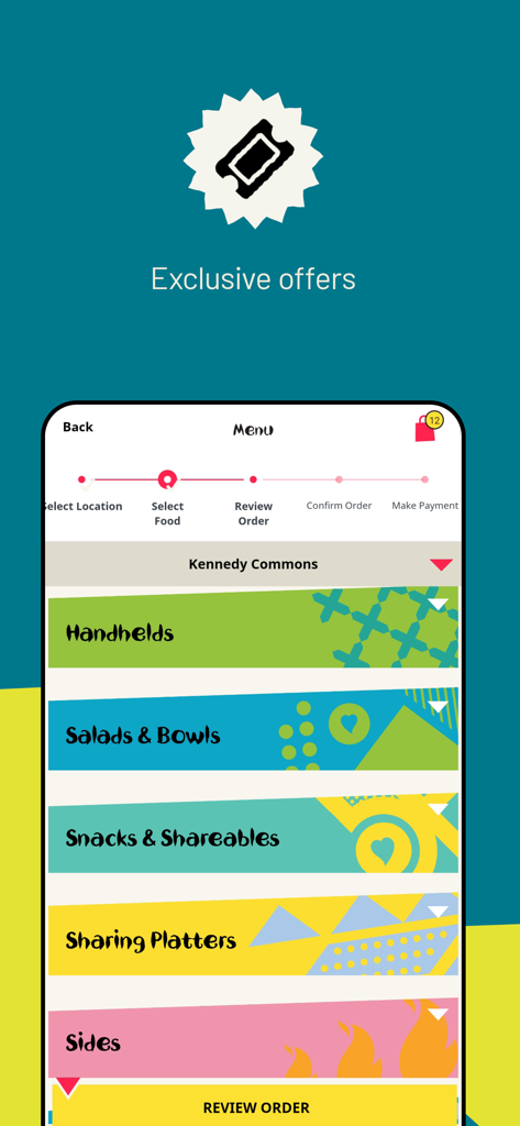 Nando's North America - Mobile app screen for Nandos North America showing the menu with food categories like Handhelds and Salads and Bowls and a progress bar for ordering food