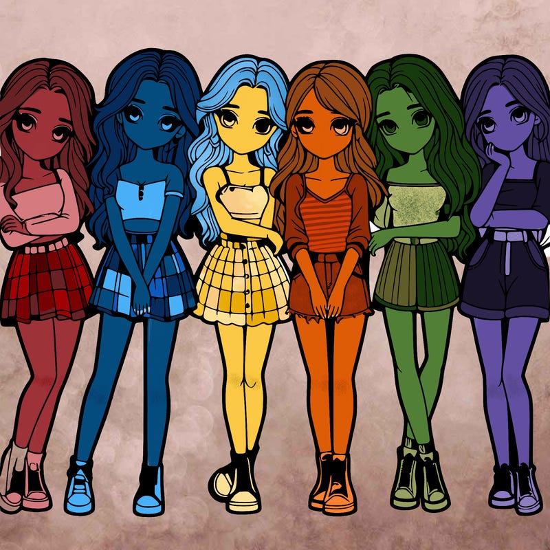 a group of girls realistic
