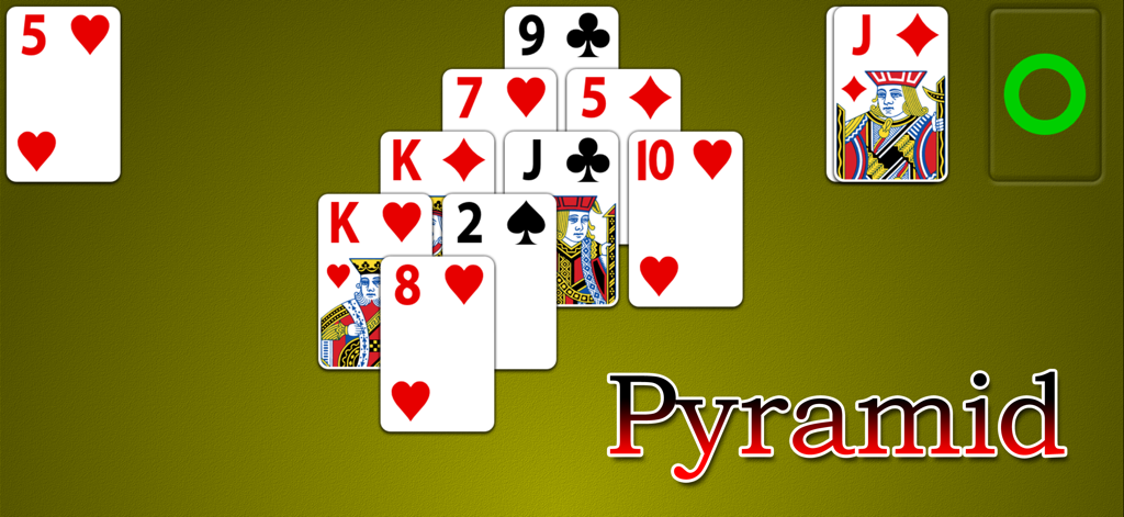 Odesys Pyramid Solitaire - Gameplay screen of Odesys Pyramid Solitaire showing cards arranged in a pyramid formation