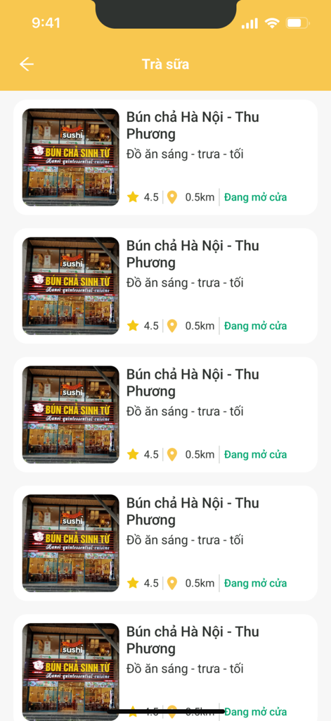 GiaoNhanhVN配達アプリのローカルベトナム料理店リスト