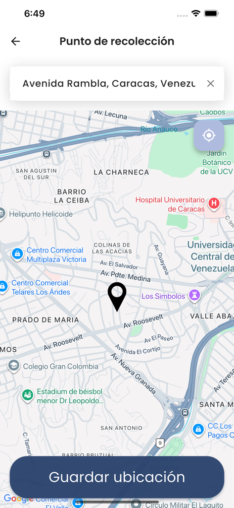 Moto Club - Map view in the Moto Club app for selecting a vehicle collection point