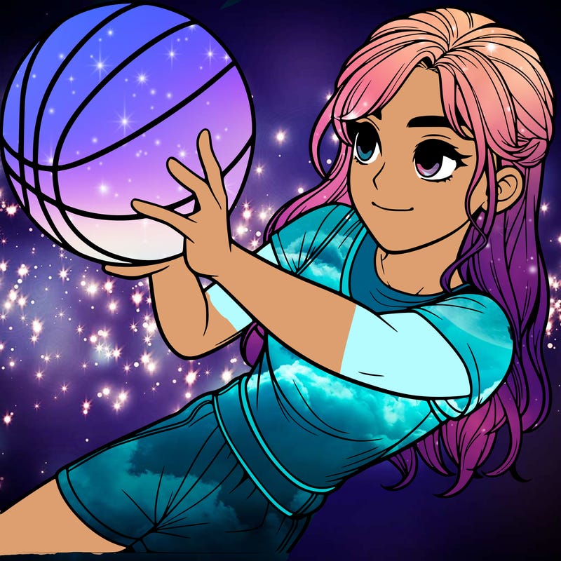 realistic girl playing basketball