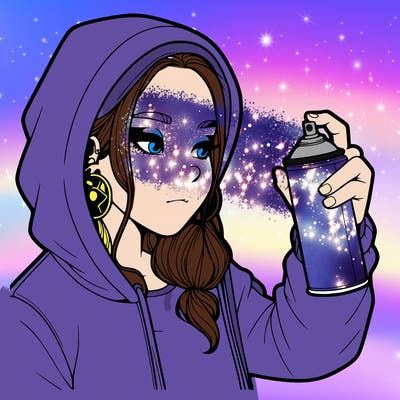 a realistic girl, spray painting