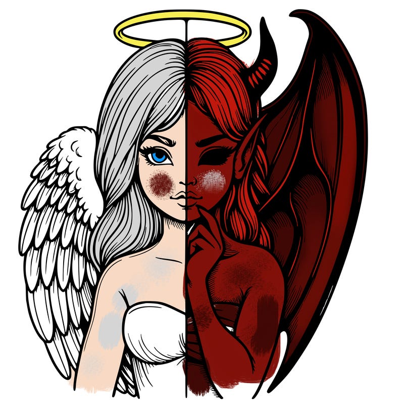 realistic angel half demon