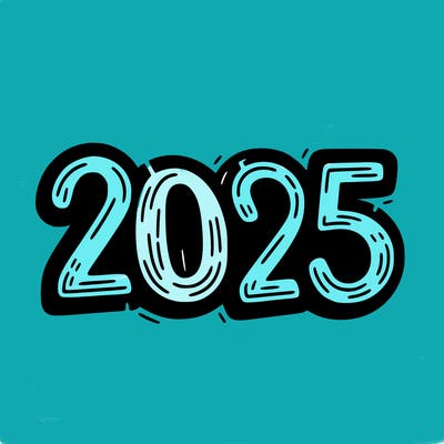 one line scrawled numbers sketch design “2025”