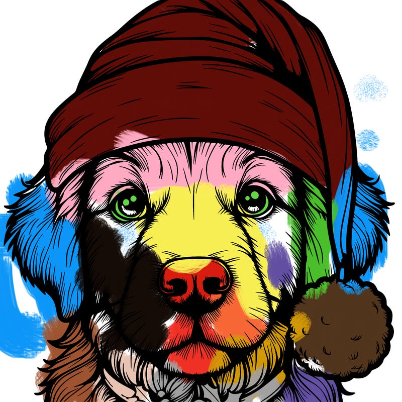 realistic dog with a christmas hat