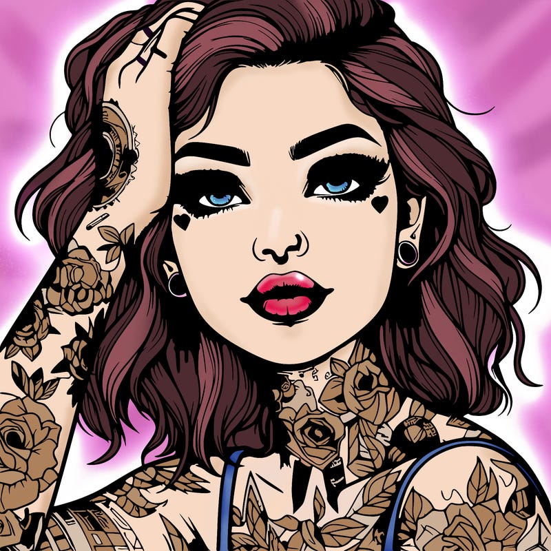 realistic girl with tattoos all over