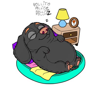 make me a snoring dachshund on its back