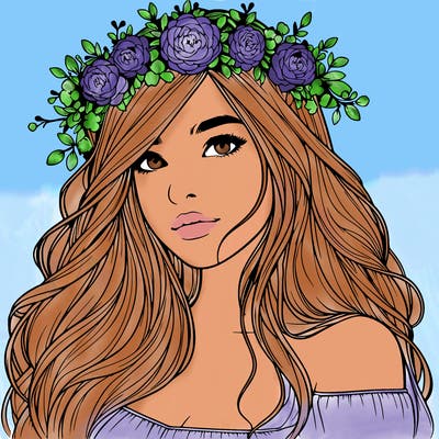 realistic girl with flower crown