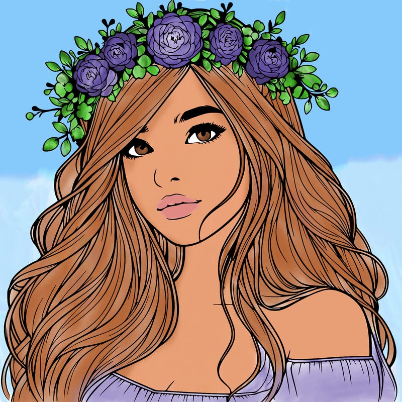 realistic girl with flower crown