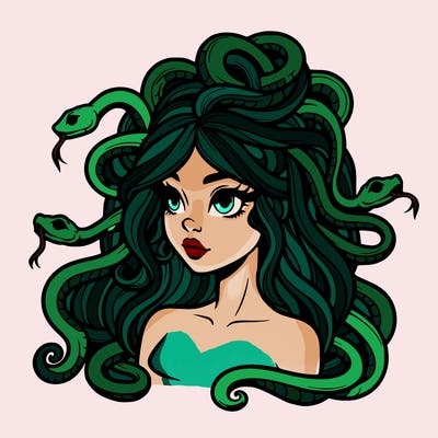 realistic medusa with snakes in her hair