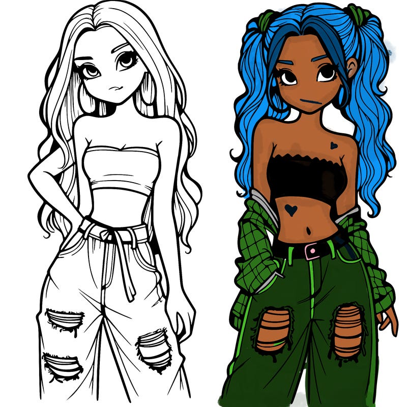 2 girls in crop tops and baggy jeans ripped