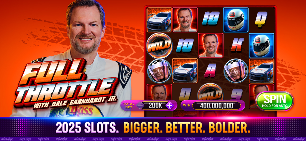 하드락 네버랜드 카지노의 Dale Earnhardt Jr 테마 Full Throttle 슬롯 머신 게임