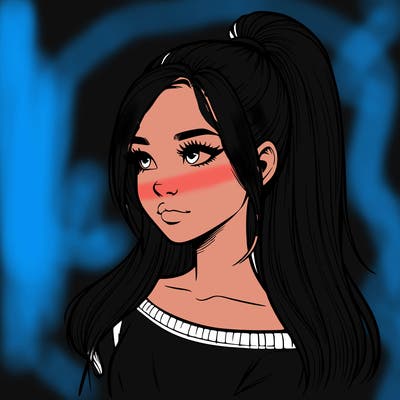 realistic girl with a high ponytail