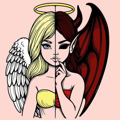 realistic angel half demon